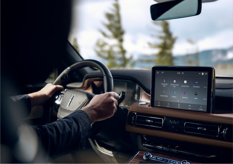 The Lincoln+Alexa app screen is displayed in the center screen of a 2023 Lincoln Aviator® Grand Touring SUV | Dorsch Lincoln in Green Bay WI