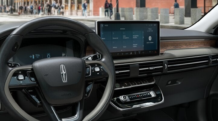 The center screen of the new 2025 Lincoln Corsair® SUV is showcased with its SYNC® 4 capabilities highlighted | Dorsch Lincoln in Green Bay WI