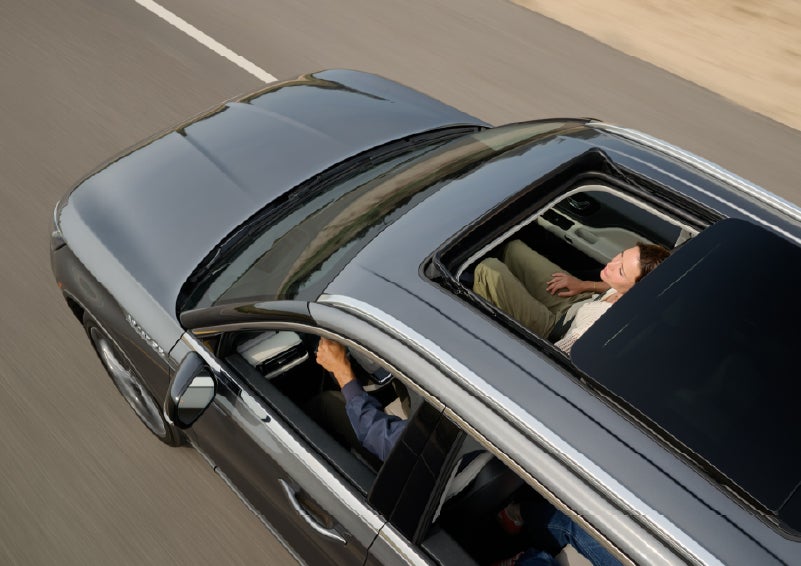 The available panoramic Vista Roof® of a 2027 Lincoln Aviator® SUV is open. | Dorsch Lincoln in Green Bay WI
